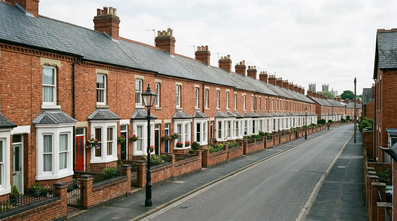 A row of Victorian red-brick terraced houses in Lincoln, LWR Group looks after a landlord's whole portfolio under one membership