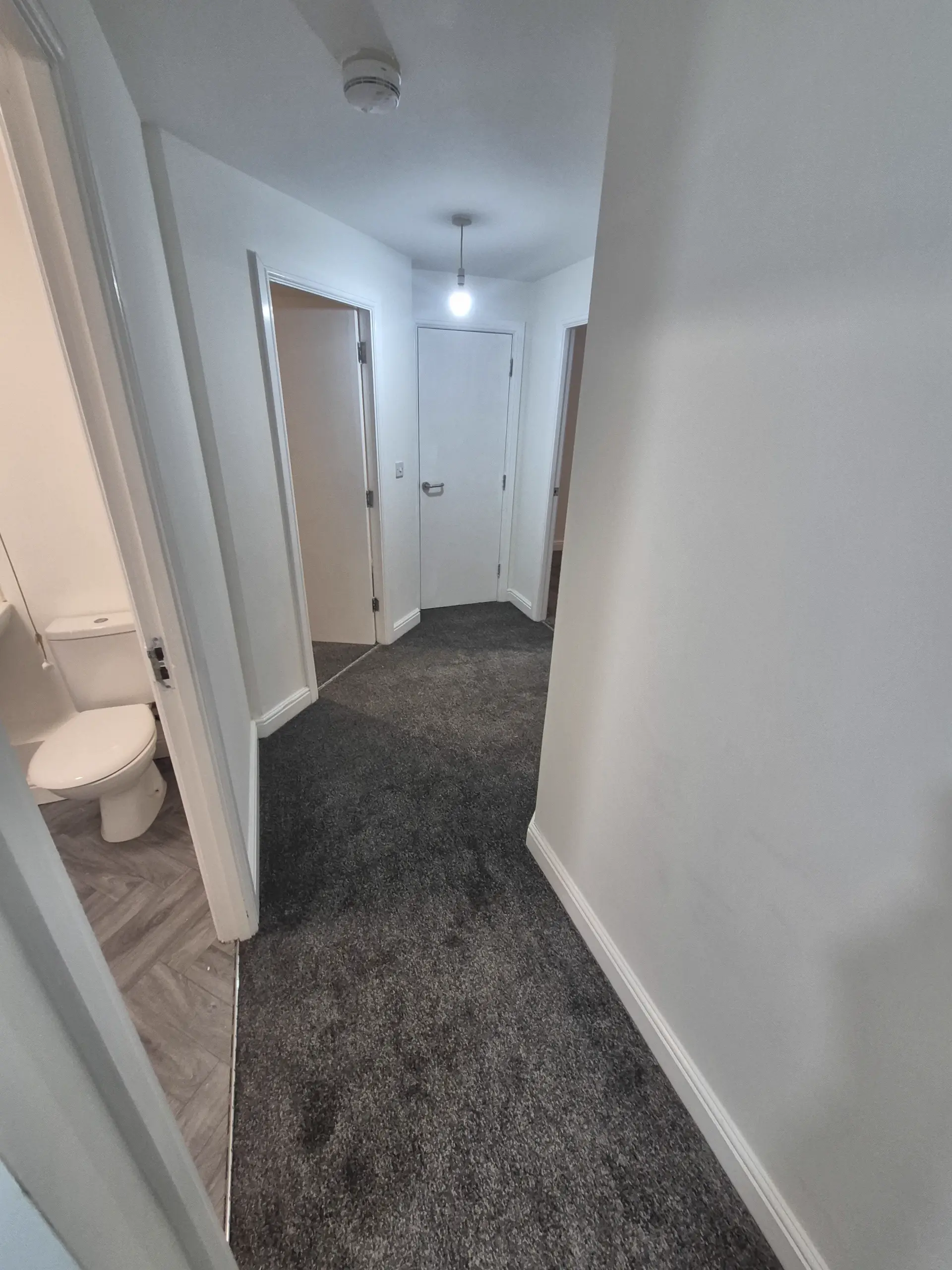 Freshly painted hallway in a Lincoln rental, decorated by LWR Group